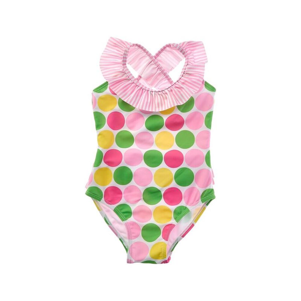 Flap Happy Girls  One Piece Spring Dots Swimsuit, Pink